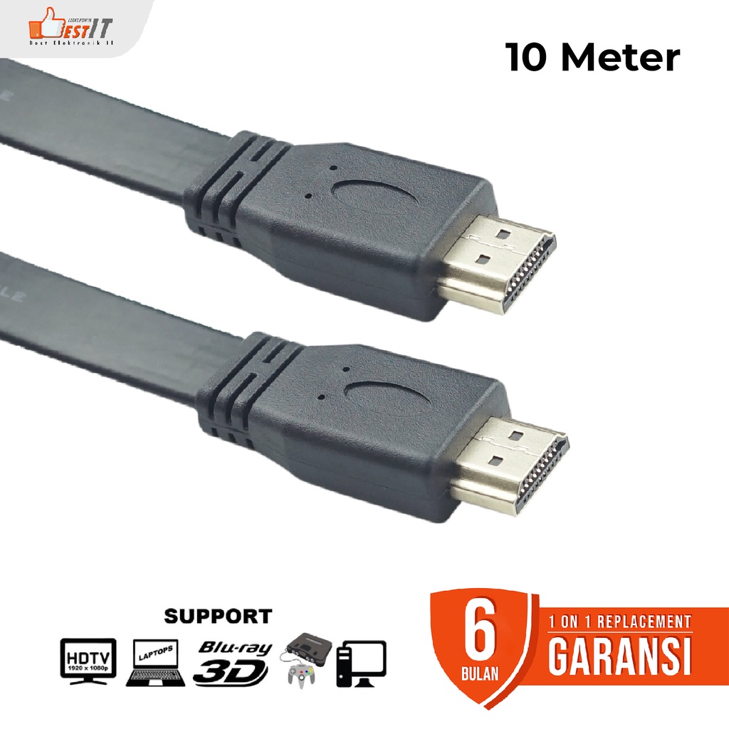 Kabel HDMI 10 Meter Flat V1.4