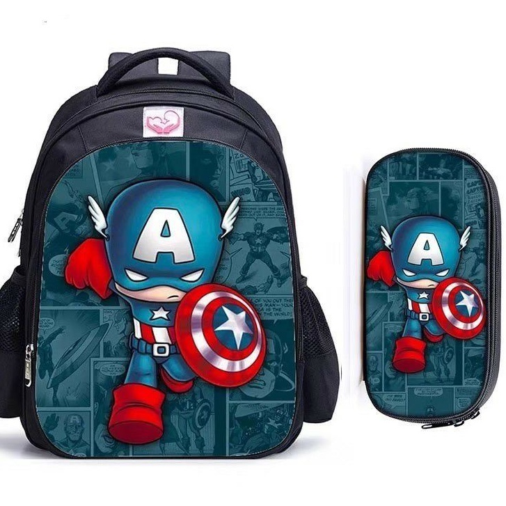 MOEZHA TAS _ Tas Ransel Fashion Sekolah Anak Laki Laki PAUD TK SD Marvel Super Hero Kapten Amerika