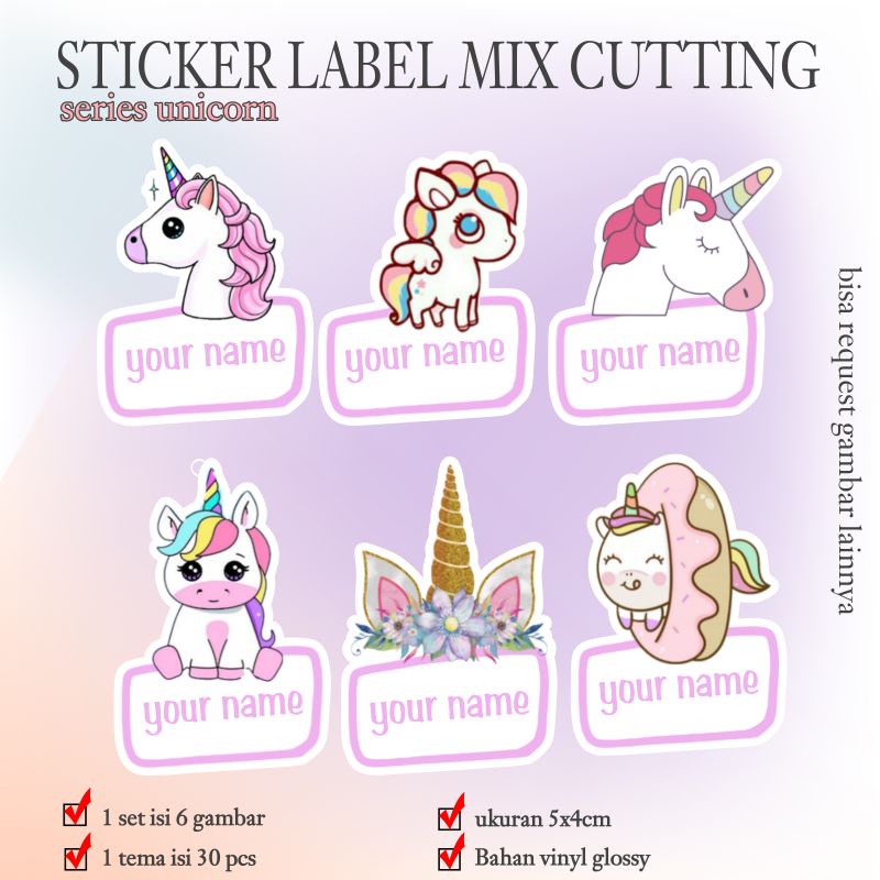 

STIKER LABEL MIX UNICORN