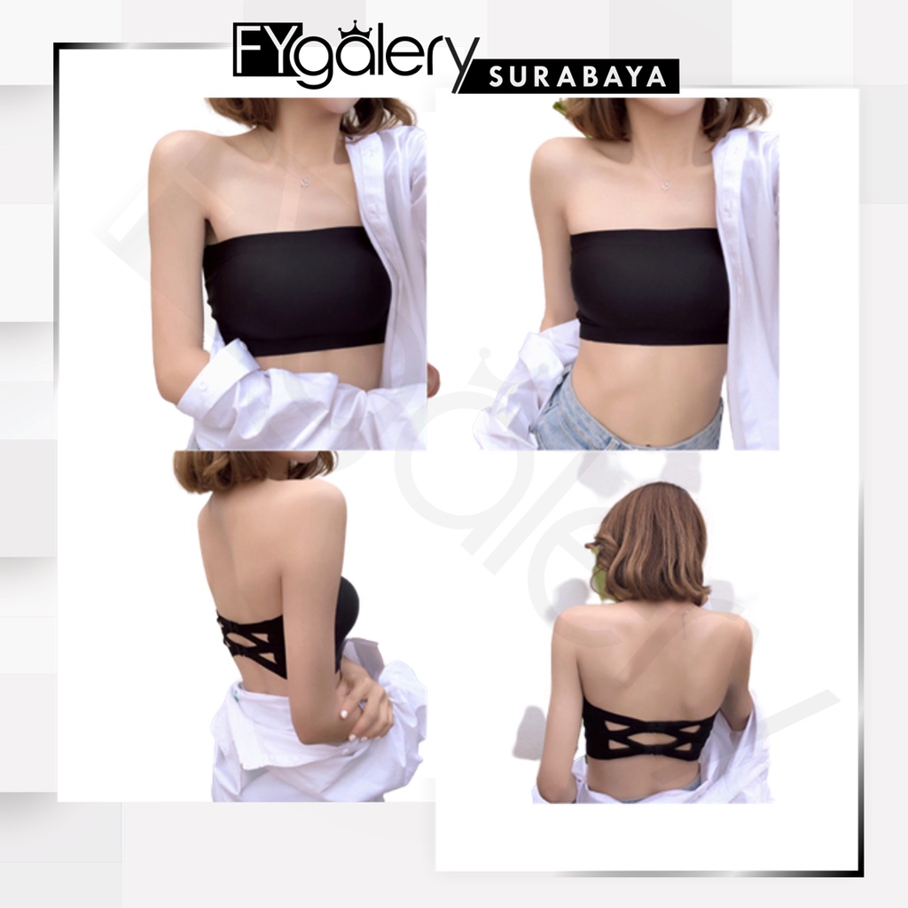 FYGALERYSURABAYA BRA527 Bra Tanpa Tali Bandeau Tanpa Kawat Tali Silang Kait One Piece Bra Olahraga