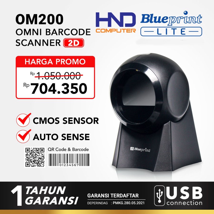 Barcode Scanner Omni OM200 BLUEPRINT 2D Auto Scan, QR code & Barcode