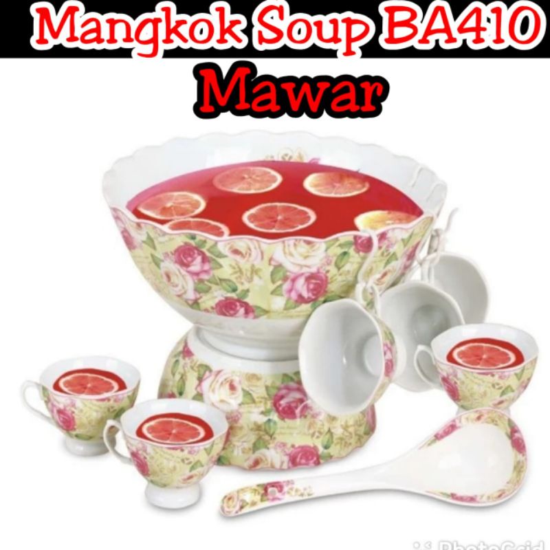 Vicenza Bowl Set Mangkok Besar dan Cangkir BA410 mawar