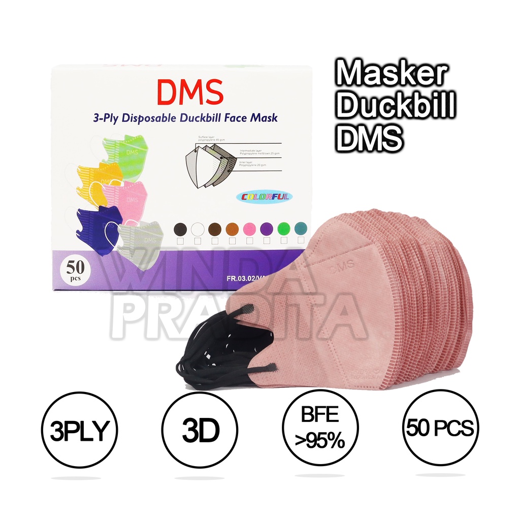 Masker Duckbill Duckbil 50 Pcs Murah 1Box Putih Hitam-8