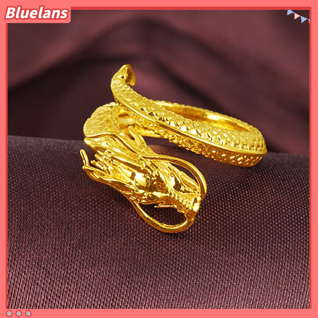 Bluelans Vintage Open Engraving Men Dragon Shape Domineering Ring Jewelry Accessory