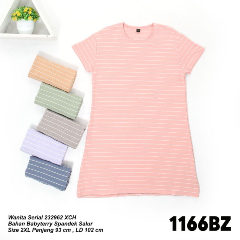 Dres|Daster LEMONE 1166BZ  Original Size 2XL Bahan Bebbyterry spandek salur garis.