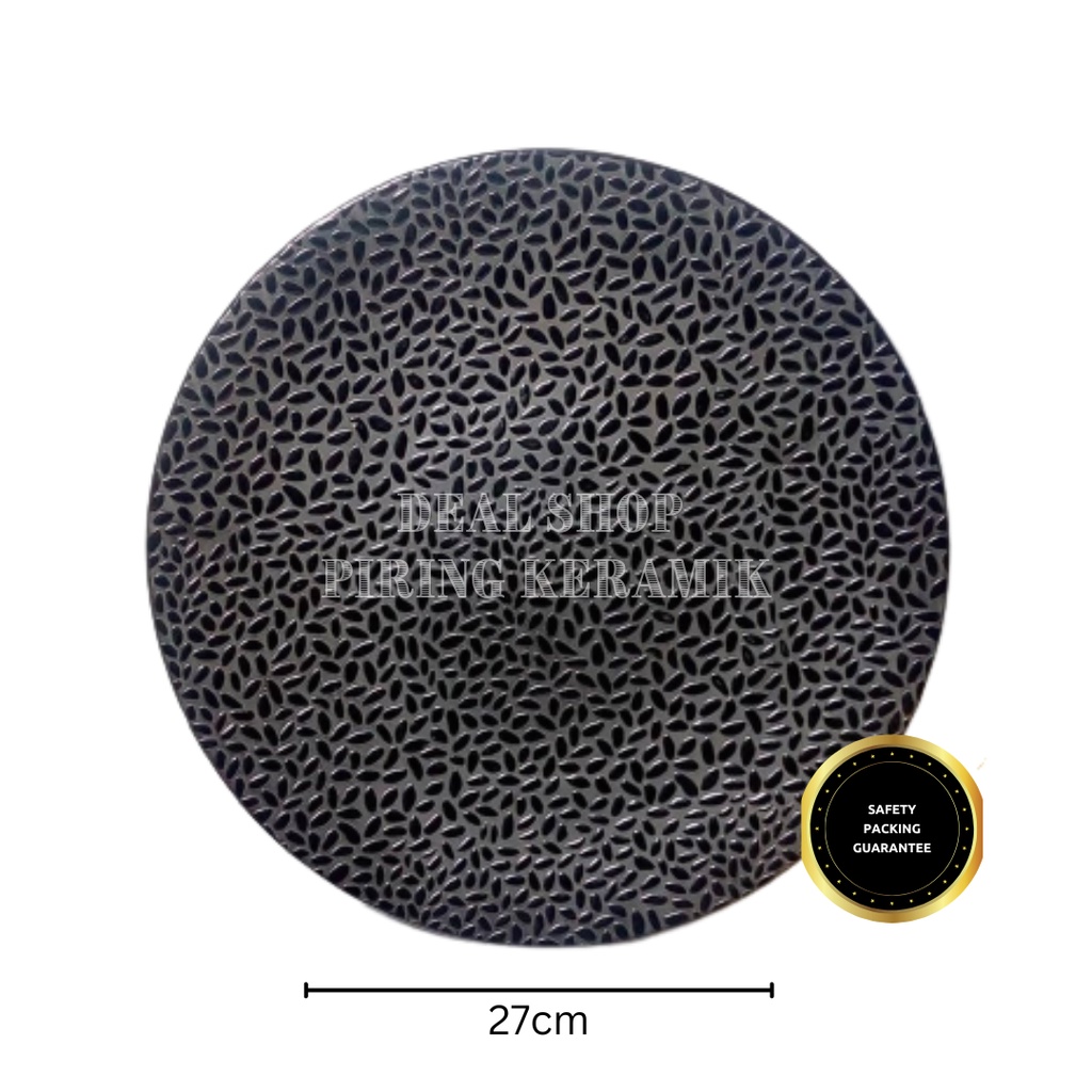 00445 Piring Makan Keramik Motif Daun Emboss / Piring Keramik / Piring Makan Ceper / Piring Makan Ke