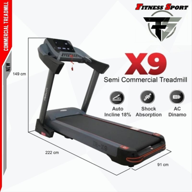 Alat Fitness Treadmill IR-X9 Commercial Treadmill Mesin AC