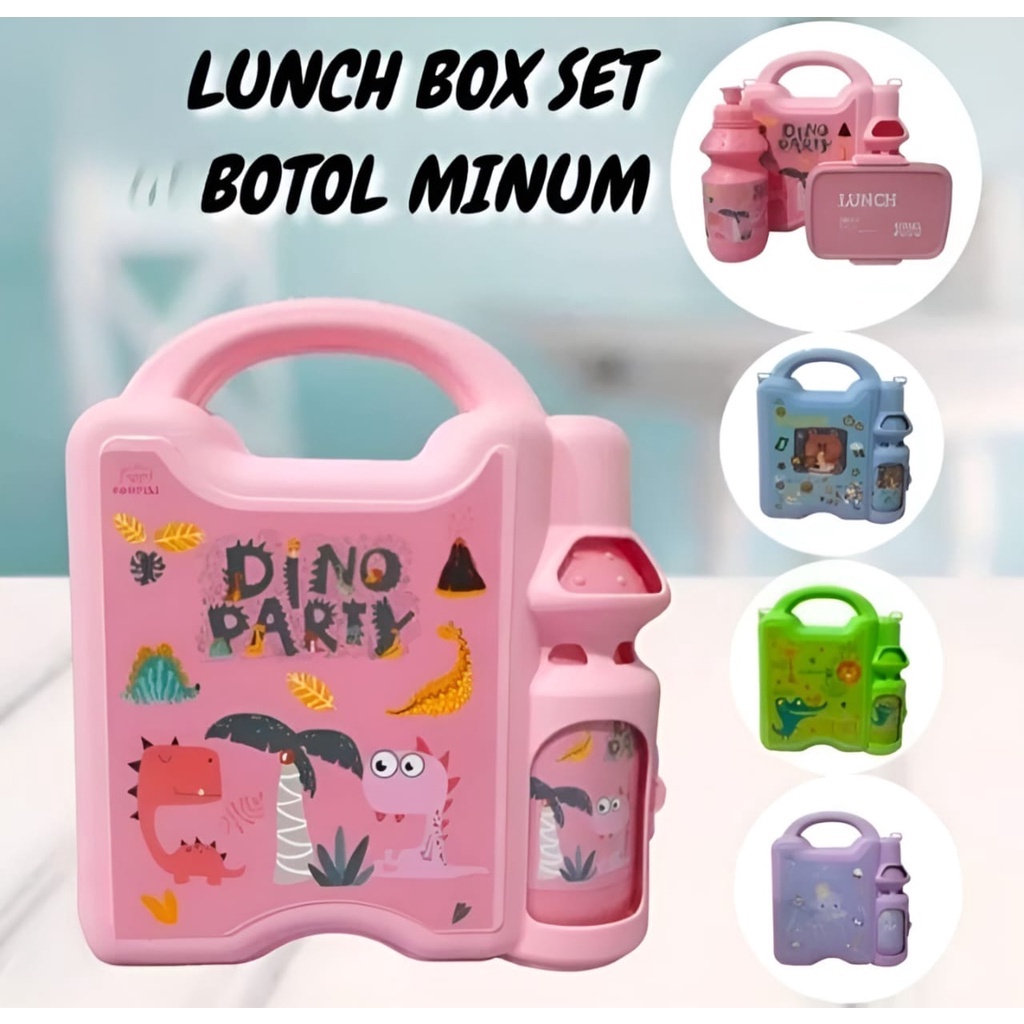 LUNCH BOX KARAKTER TEMPAT BEKAL MAKAN DAN BOTOL MINUM FREE PACKING BUBBLE FBL