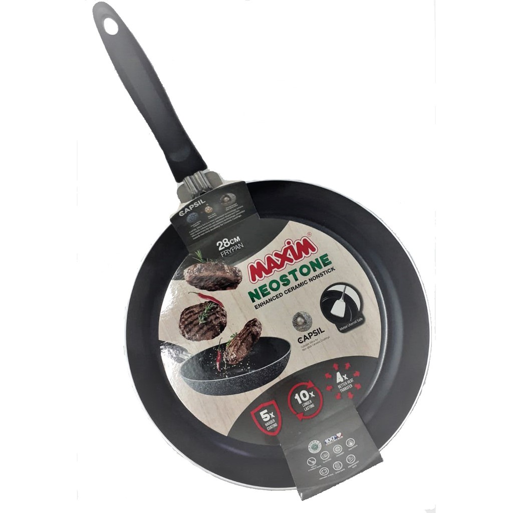 MAXIM CERAMIC WOK 30 CM TUTUP KACA ORI + 28CM FRIPAN BERGARANSI RESMI