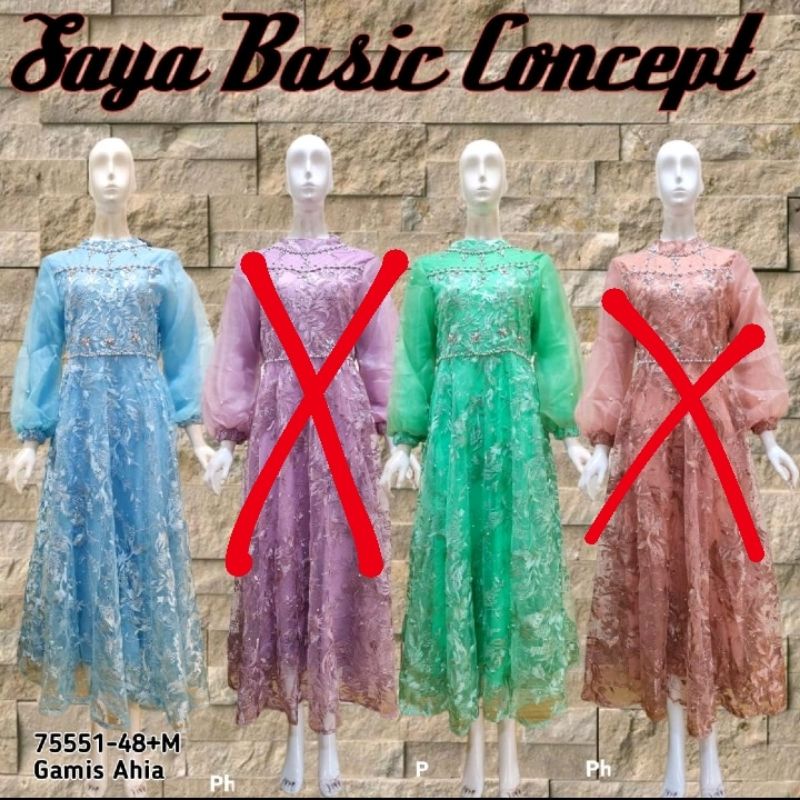 GAMIS AHIA [75551-48+M] SAYABASIC {BIRU MUDA & HIJAU TOSCA}