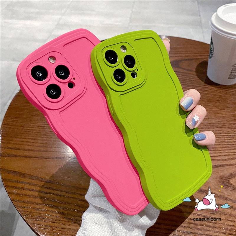 Casing Redmi 12C 9 9T 10C 9C 9A 10 10A 9C NFC Note10 9 8 11 Note 10s 9s 9pro 11pro+11s 10Pro POCO M3 X3 Pro NFC Mewah Simple Solid Candy Color Wave Edge Shockproof Soft Cover