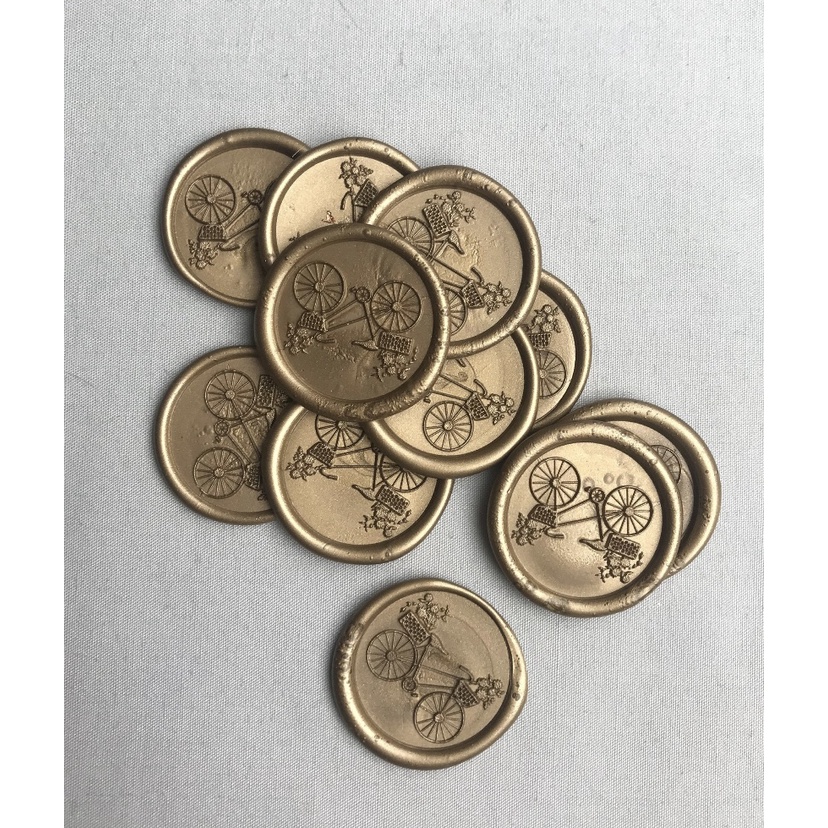 

(GSC) Cycle (Gold) - 1 Pcs Wax Seal Sticker instan siap pakai segel undangan hiasan undangan / souvenir / diy / kerajinan tangan