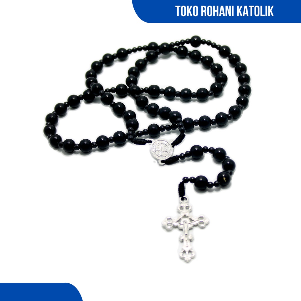 ROSARIO KALUNG BATU ALAM / KALUNG ROSARIO BATU BLOROK HITAM KALUNG SALIB / SALIB ROSARIO / ROSARIO KATOLIK / KONTAS