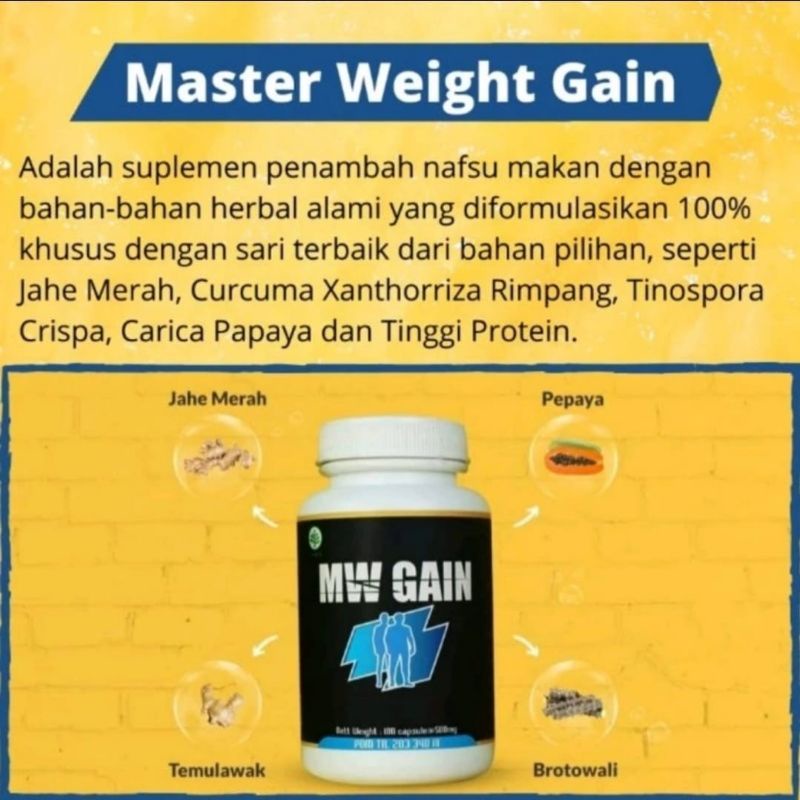 MW GAIN MASTER WEIGHT GAIN PENGGEMUK PENAMBAH BERAT BADAN TERBAIK