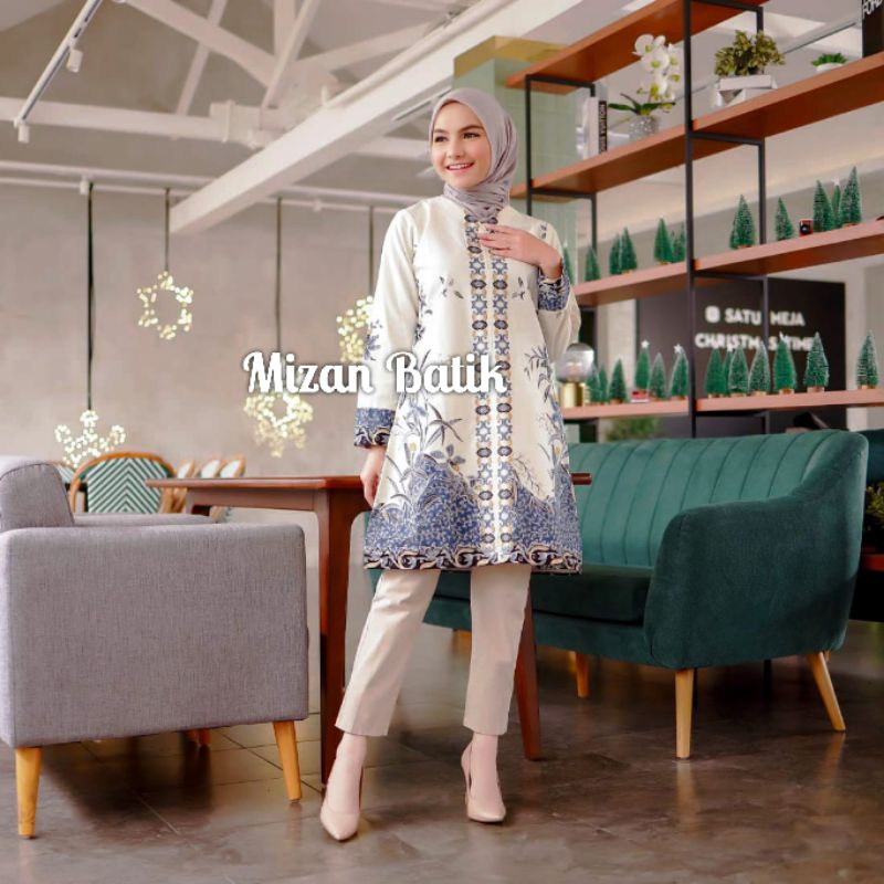 TUNIK BATIK ATASAN WANITA HALUS LENGAN PANJANG / TUNIK KEMEJA JUMBO STANDAR/ BAJU ATASAN FORMAL KANT