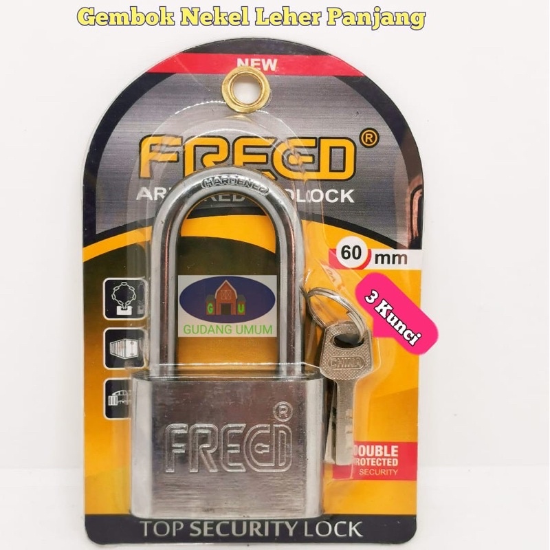 Gembok nekel leher panjang freed armored padlock