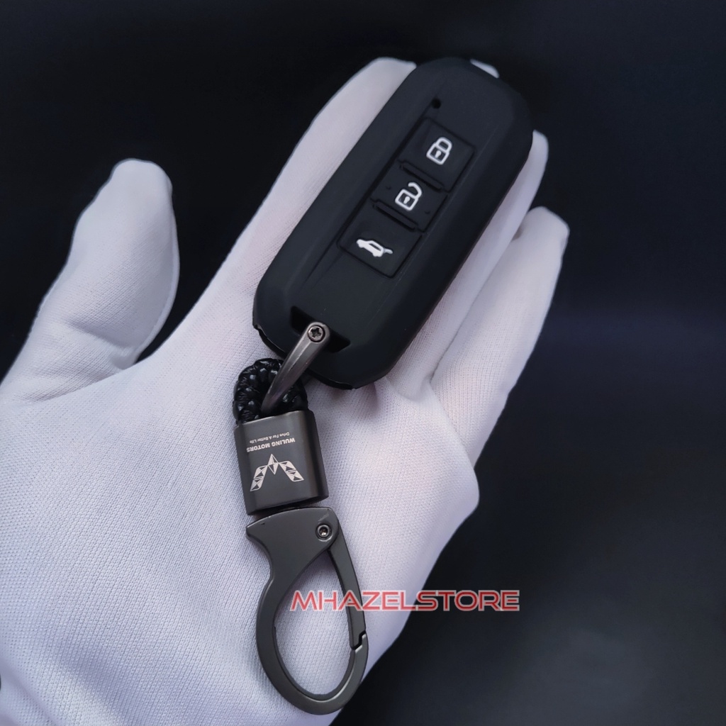 gantungan kunci sarung cover casing remote keyless mobil wuling almaz cortez model anyam