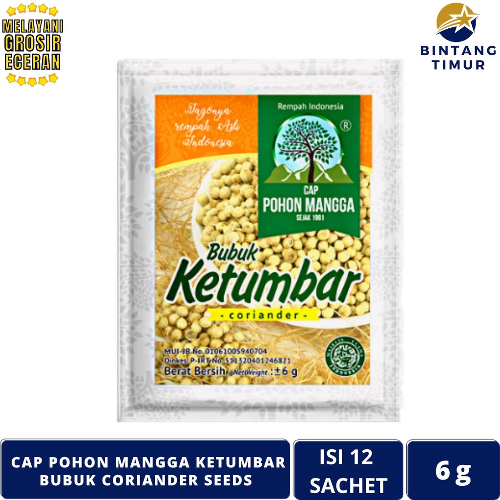 

Cap Pohon Mangga Ketumbar Bubuk Coriander Seeds Isi 12 Saset/6gr - 1 Renceng 12 Sachet