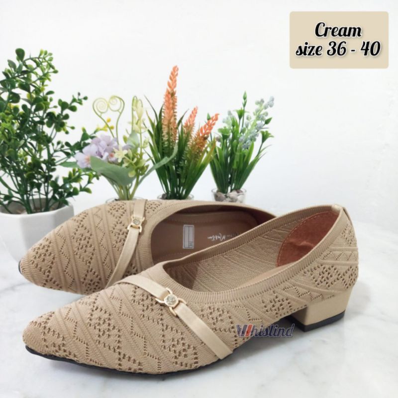 SEPATU HAK RAJUT IMPORT SOL KARET | PANTOFEL RAJUT SEPATU WANITA