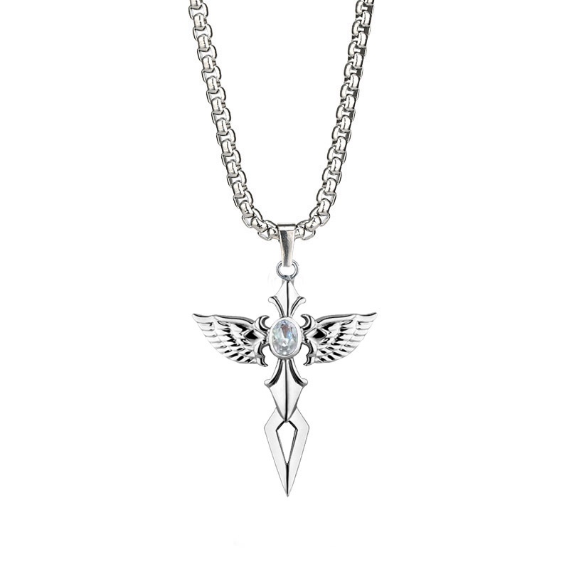 Kalung Dengan Liontin Angel Sword Gaya Korea Untuk Pria