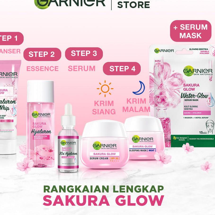 Terkini LQVTF Garnier Sakura Glow Kit Day &amp; Night Cream - Moisturizer Skincare Krim Siang Malam (Light complete) 98 Paling Popular