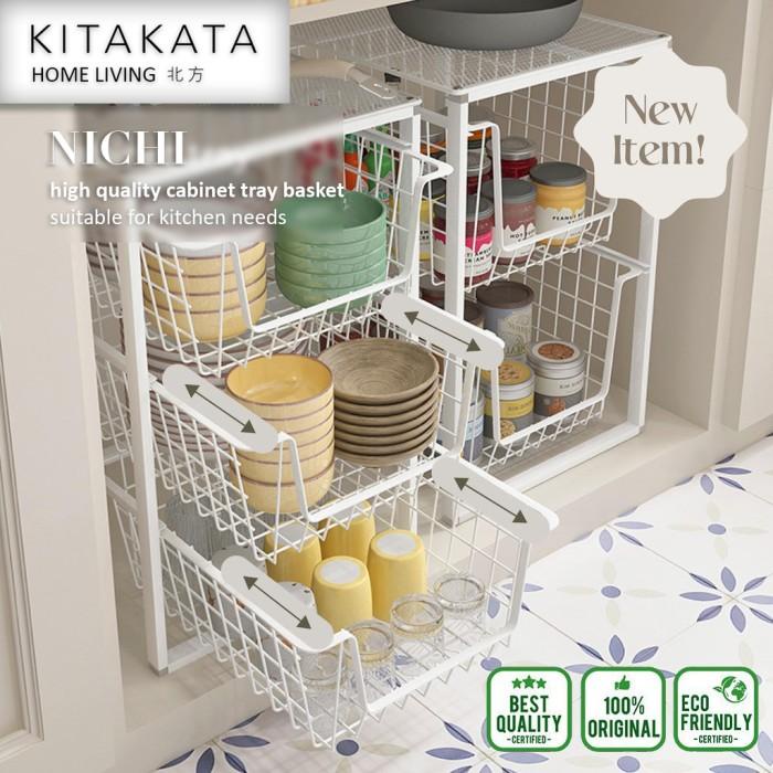 KITAKATA Rak Dapur Laci Serbaguna Bawah Rak Bawah Wastafel Nordic