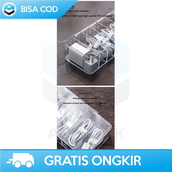 KOTAK TEMPAT PENYIMPANAN KABEL CABLE STORAGE BOX ORGANIZER 8 SLOT