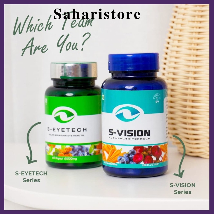 Paket S-vision + S-Eyetech Smart vision + Smart Eyetech Suplemen Kesehatan Vitamin Nutrisi Obat Mata Minus Silinder Herbal Ampuh Original Bpom