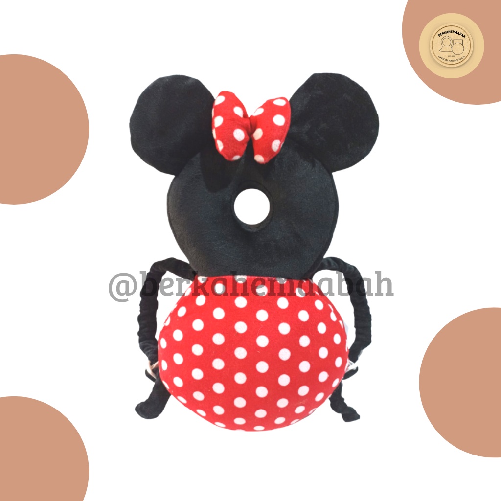 ( FREE STRAP ) Bantal Pelindung Kepala Bayi Disney Minnie Polcadot | Head Neck Pillow Pad Disney