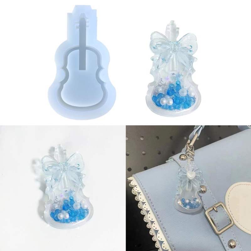 SIY Geometry Guitar Ornament Resin Casting Silicone Mold Woman Keychain Decorative Pendant Quicksand Mold for DIY Crafts