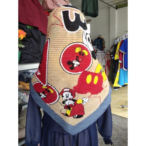 JILBAB SEGI EMPAT PLISKET ANAK JILBAB PLISKET MOTIF