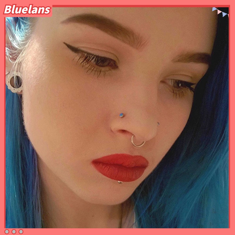 Bluelans 1 Pc 16G 14G Hinged Segment Hoop Ring Stainless Steel Lip Nose Septum Piercing