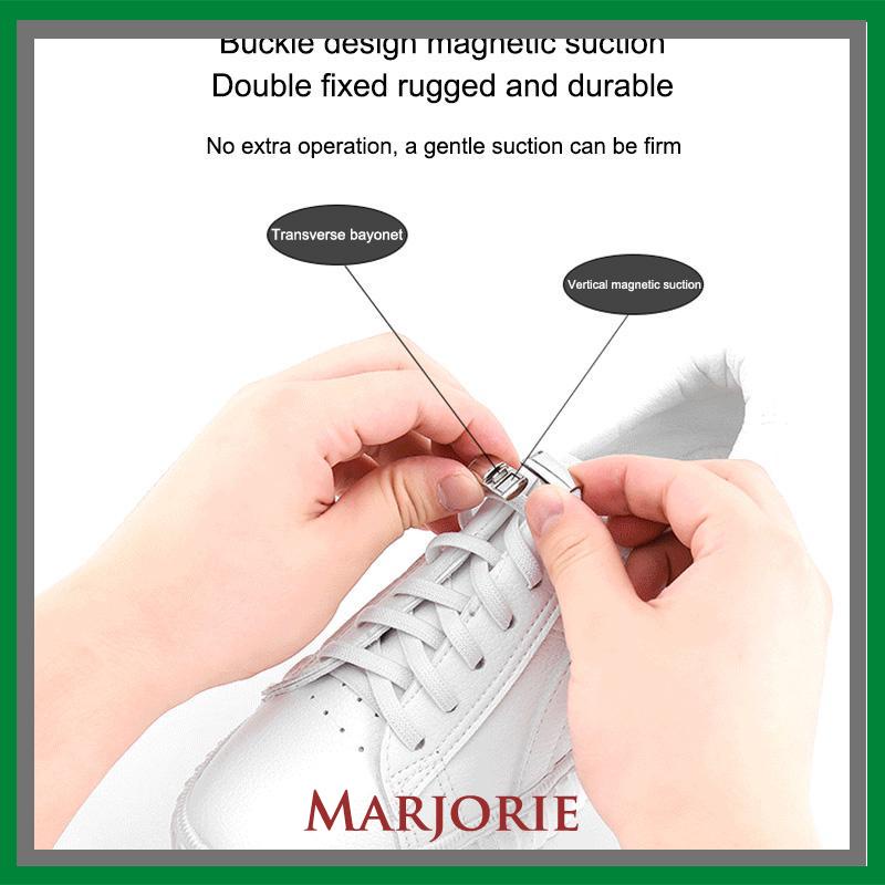 1 pasang Tali Sepatu Magnet/Suction No-dasi Sepatu Putih Kecil Tali Sepatu Simple Tali Sepatu Karet Praktis Tetap Tali Elastis Logam-MJD-MJD