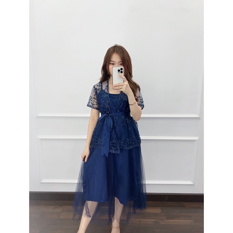 Shella dress / Setelan tunik brokat / Quenna dress / Dress pesta brokat / Dress tile / Maxi dress / 