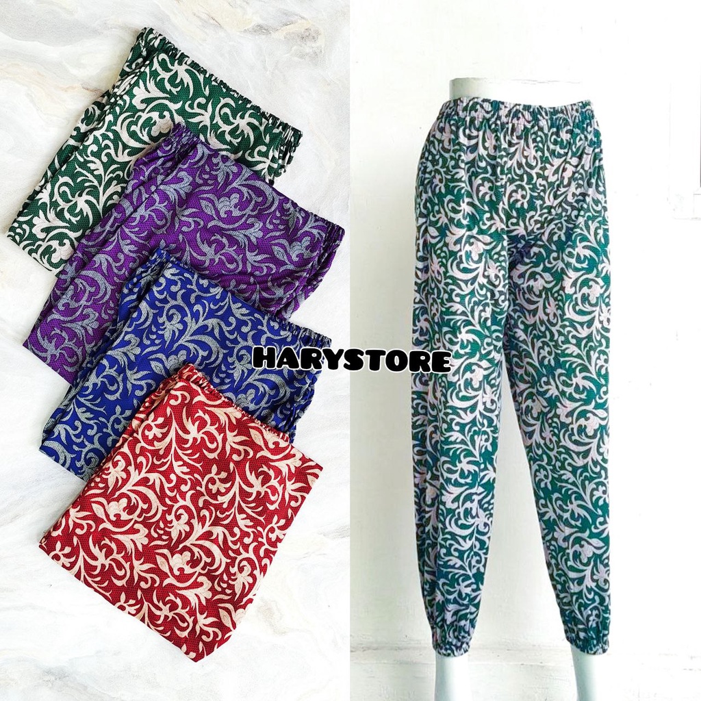 KR 06- Celana panjang wanita kerut legging leging kerut bawah koran XL 3L Jumbo motif / dalaman wanita joger strit panjang