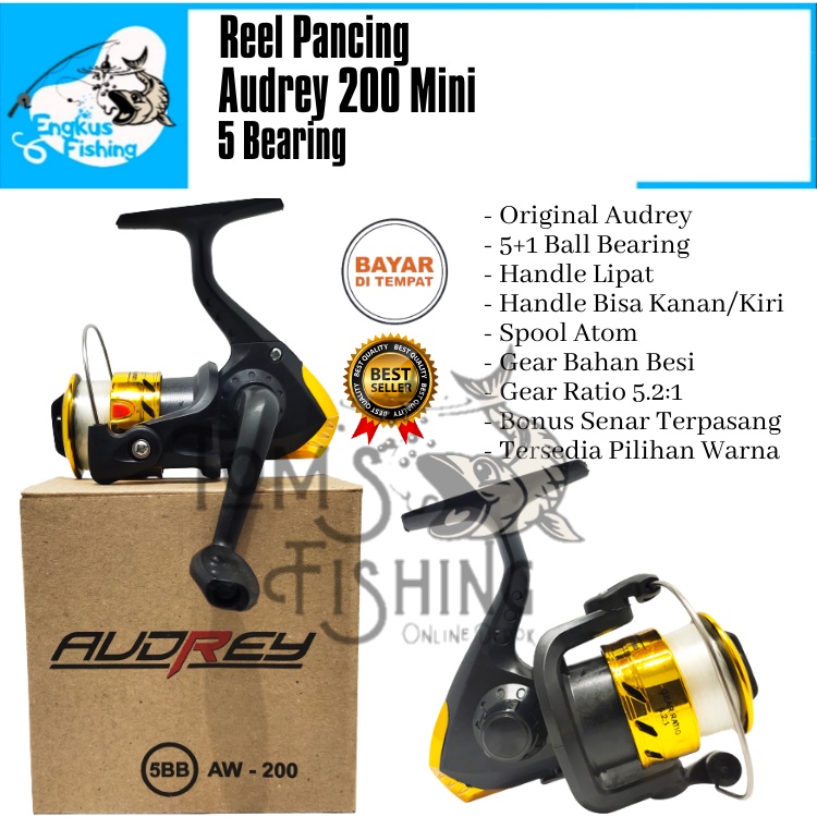PROMO Reel Pancing Murah Audrey 200 (5 Bearing) bonus senar  - Engkus Fishing