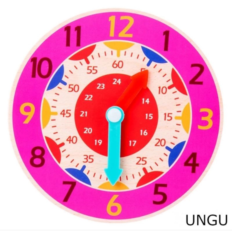 MAINAN JAM DINDING EDUKASI ANAK UNTUK MENGENAL WAKTU / WOODEN CLOCK, Mainan Jam Kayu / Belajar Jam / Wooden Clock / Mainan Edukasi