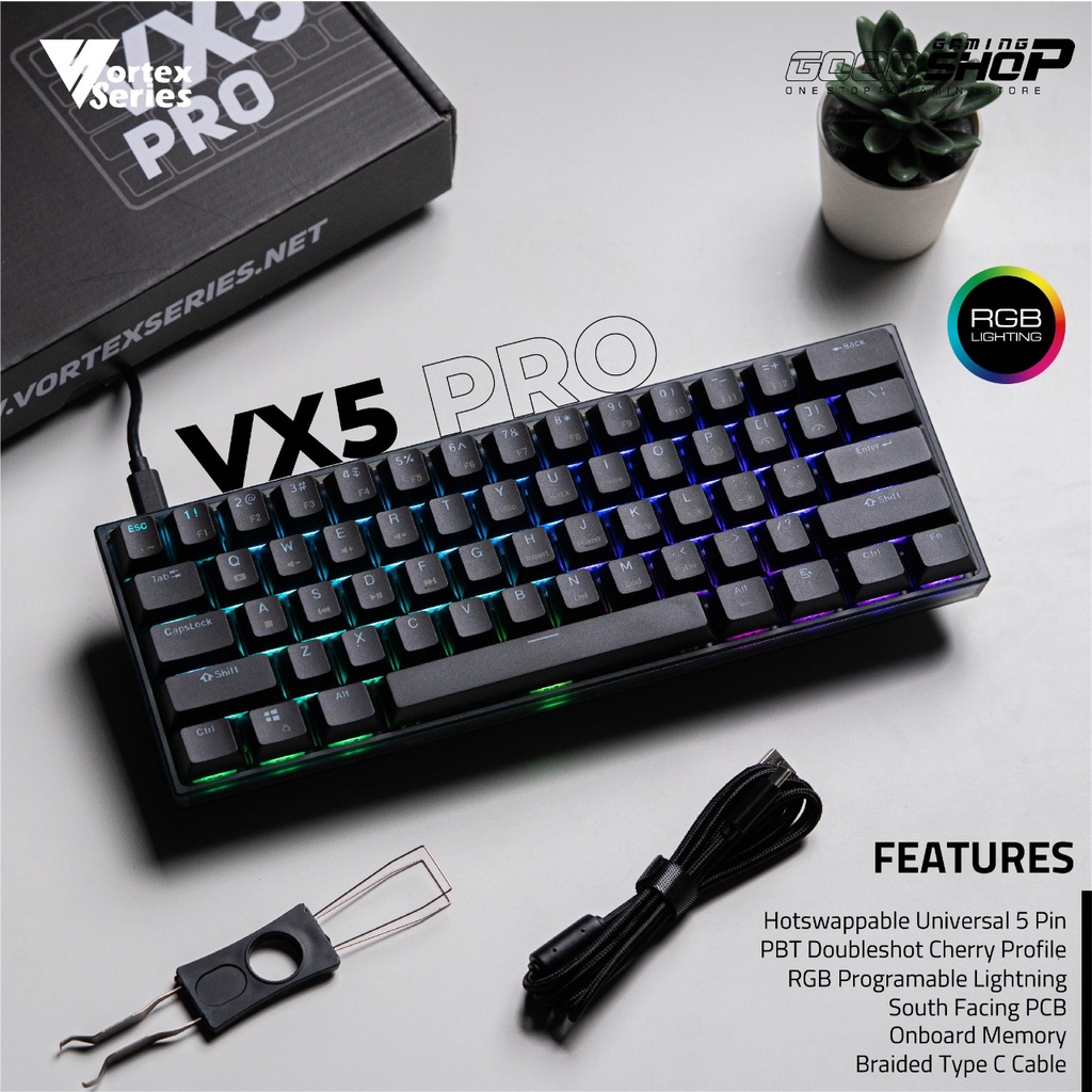 VortexSeries VX5 PRO 60% Mechanical Keyboard - Smokey Black