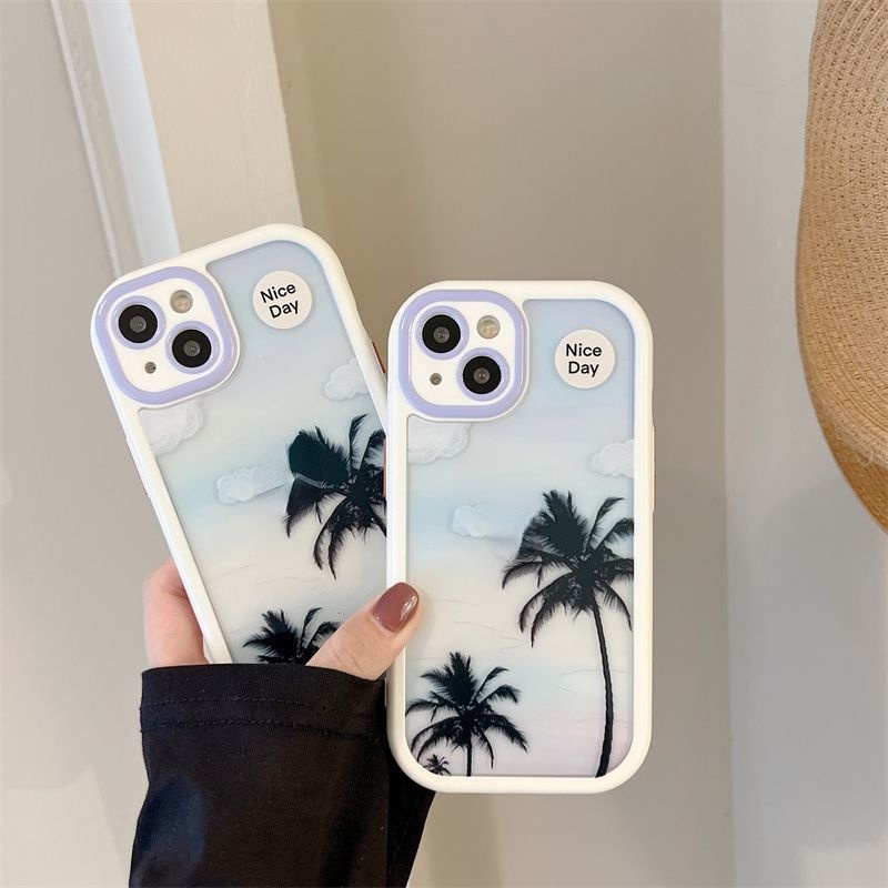 Case Motif Print Pohon Kelapa Musim Panas Untuk IPhone 12 13 11 Pro Max X Xs Max Xr xxszd