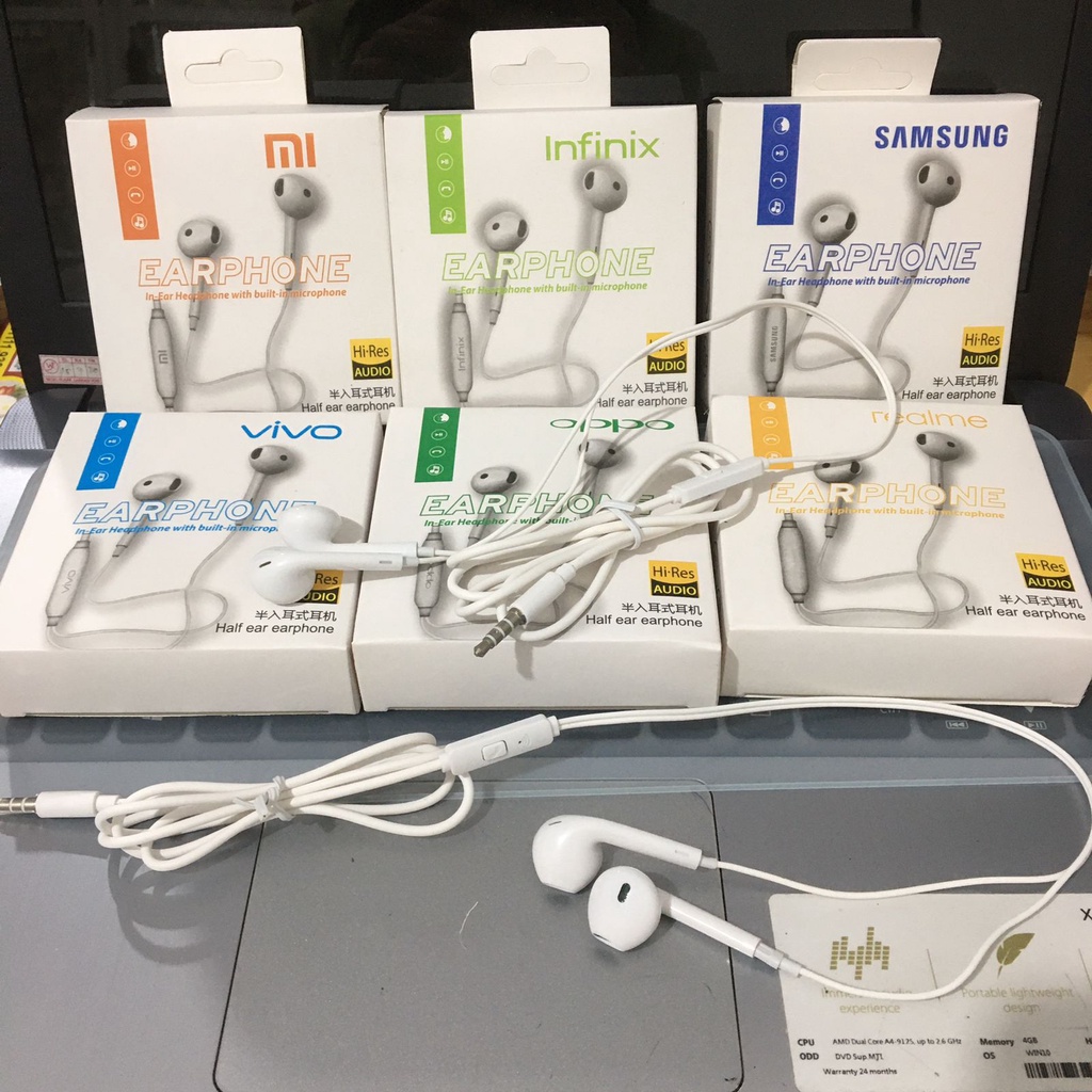 Headset brand R15 MI / Vivo / earphone handsfree brand R15 super Extra bass bisa nelpon volume mic