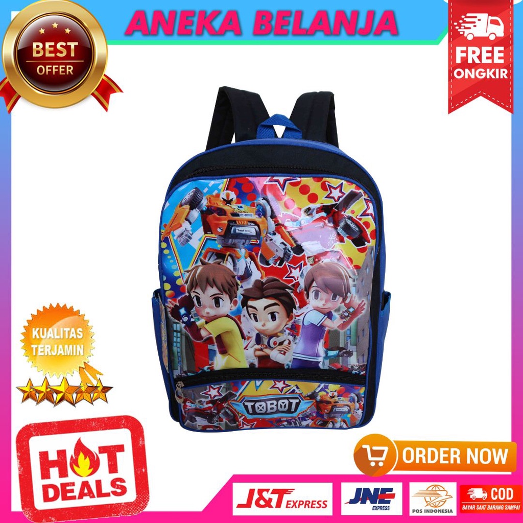 Ransel Punggung Anak SD TK Paud Keren Awet Bagus Tas Tobot Biru Murah Kuat