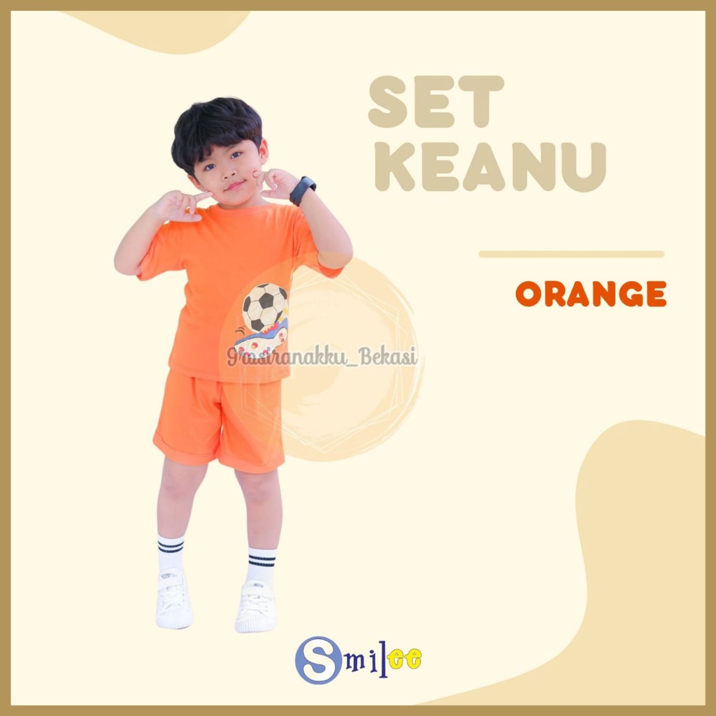 Setelan Anak Bola Keanu Smilee  Warna Orange Size 1-5 Tahun