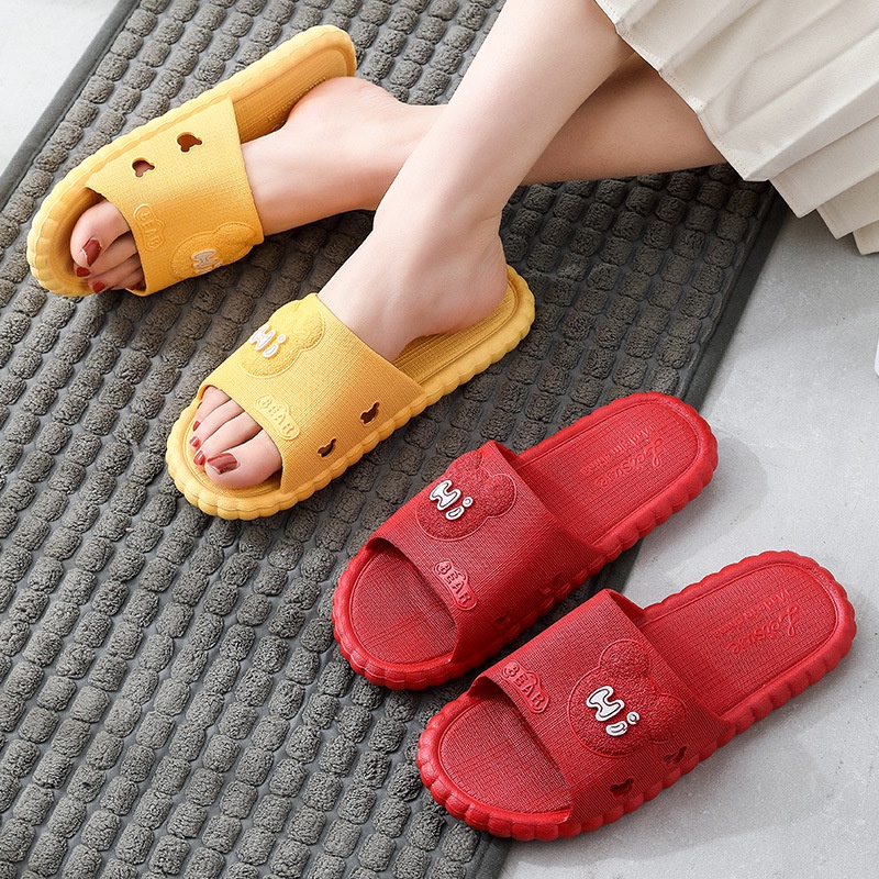 Alibaba1688 Sandal Slop Jelly Karet Wanita Motif Hi-BEAR Timbul Simple Trendy