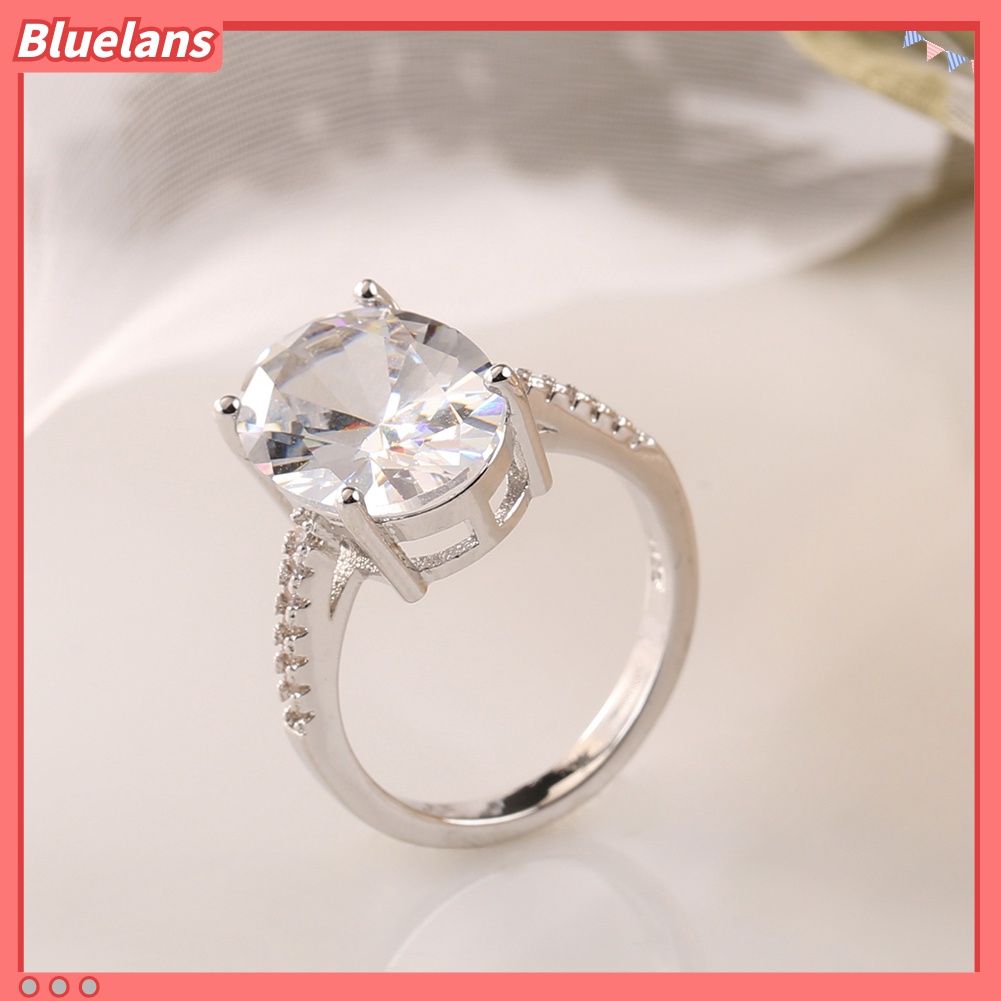 Cincin Lapis Cubic Zirconia Bentuk Oval Besar Untuk Wanita