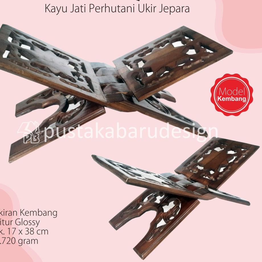 Ready Rekal Alquran / Meja Alquran Lipat / Meja Ngaji /Alas / Dudukan /Tatakan Model Ukir Jepara Bah