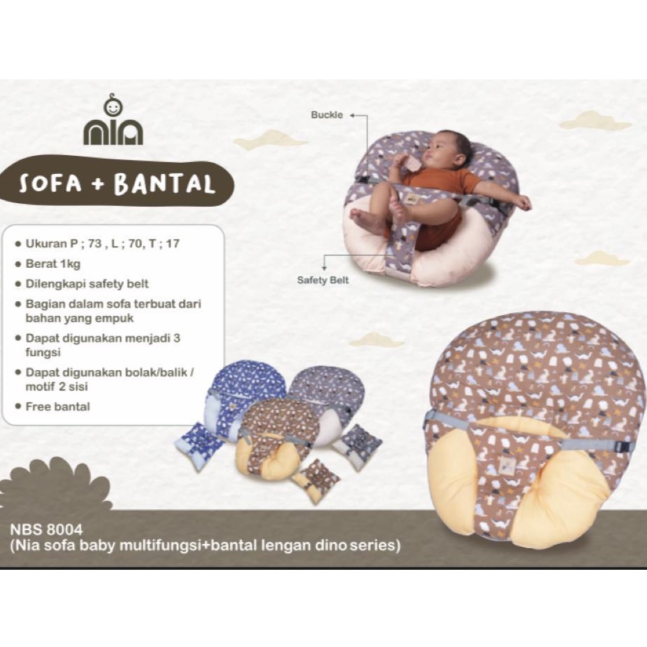 NIA BABY SOFA DINO SERIES - SOFA BAYI + BANTAL MOTIF DINO NBS8004