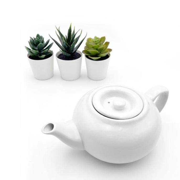 TERMURAH Teko Poci Porselen Keramik Putih Polos Chinese Tea Hotel SNI 13,5 cm /PERALATAN MASAK SET/P