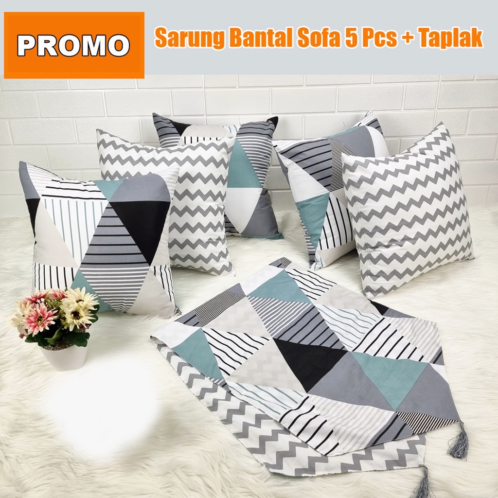 [✅COD] Sarung Bantal Kursi (5 Pcs) Taplak Meja Tamu Home Decor Sofa Minimalis Perlengkapan Rumah