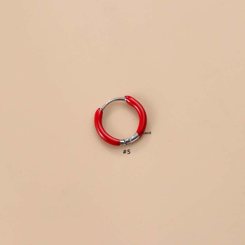 1pc Anting Hoop Tunggal Bahan Stainless Steel Ukuran 10mm Untuk Unisex