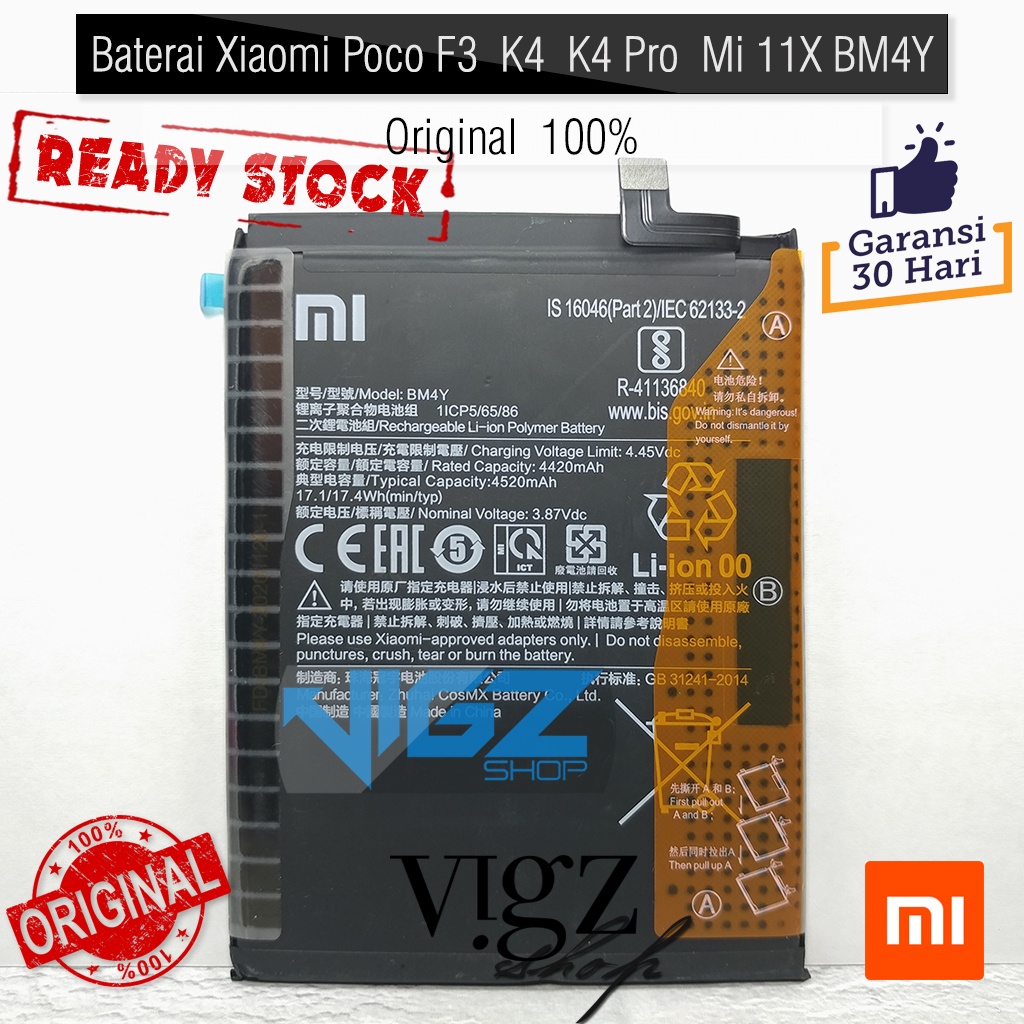 Baterai Xiaomi Poco F3 / F3 Pro / K40 / K40 Pro / Mi 11X BM4Y Original 100%